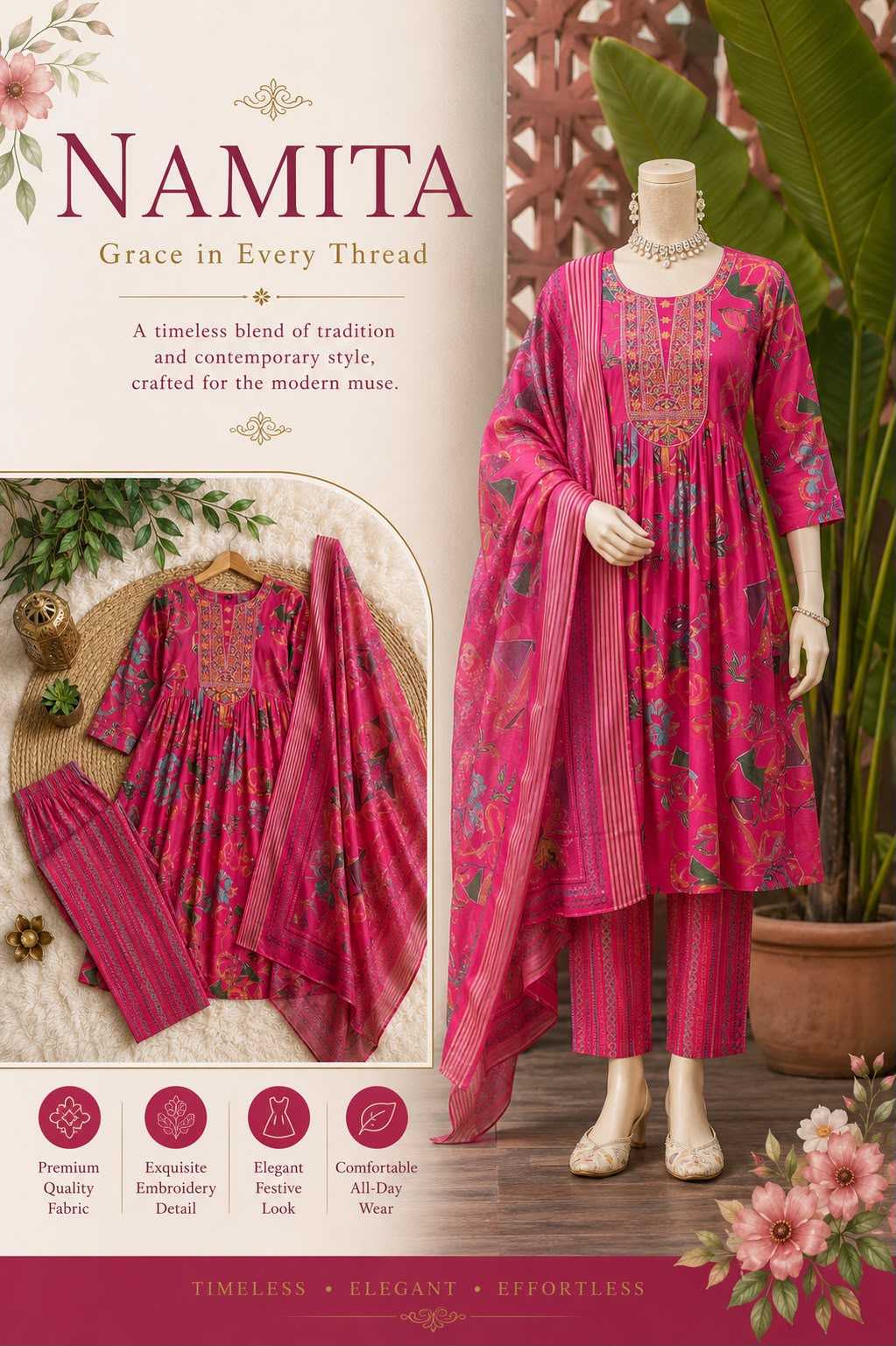 YNF Wholesale Muslin Embroidery Suits KESH210 Adds | Surat Manufacturer