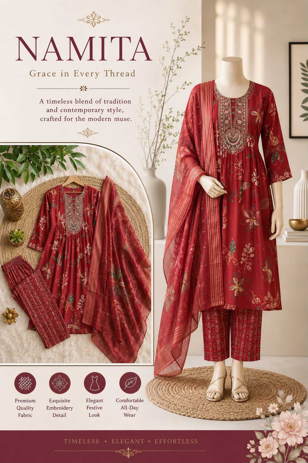 YNF Wholesale Muslin Embroidery Suits KESH210 Adds | Surat Manufacturer