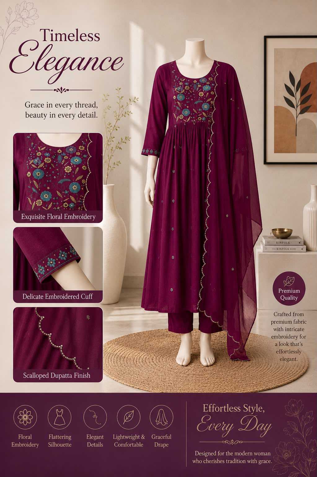 YNF Wholesale Chanderi Cotton Festive Kurtis KESH210 DRISHTI | Surat Manufacturer