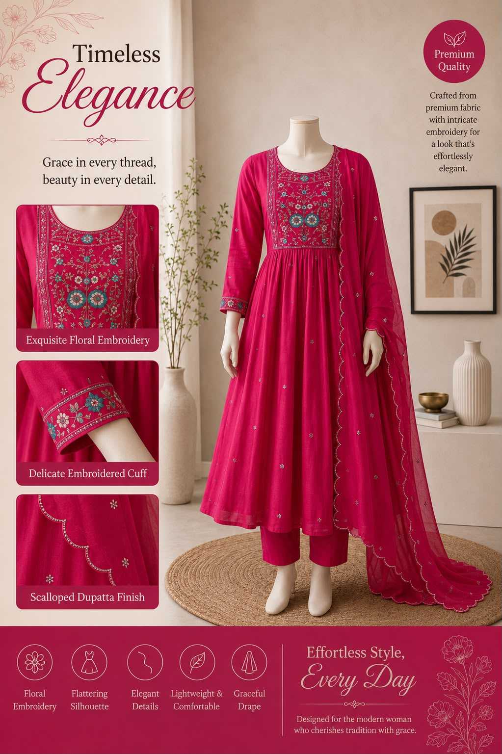 YNF Wholesale Chanderi Cotton Festive Kurtis KESH210 DRISHTI | Surat Manufacturer