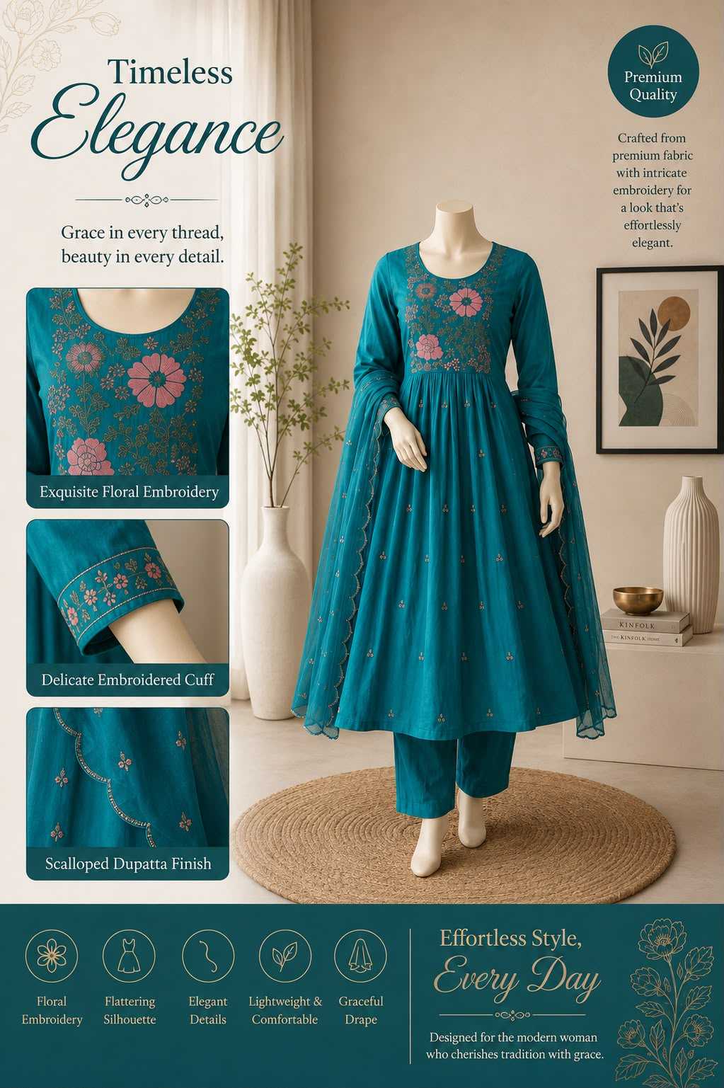 YNF Wholesale Chanderi Cotton Festive Kurtis KESH210 DRISHTI | Surat Manufacturer