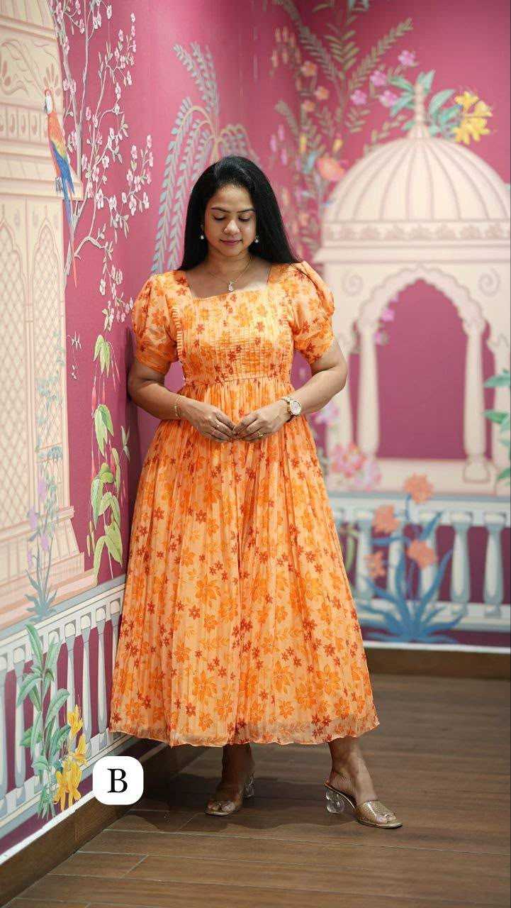 YNF Wholesale Chinon Silk Party Wear Gowns KESH210 Neck | Surat Manufacturer