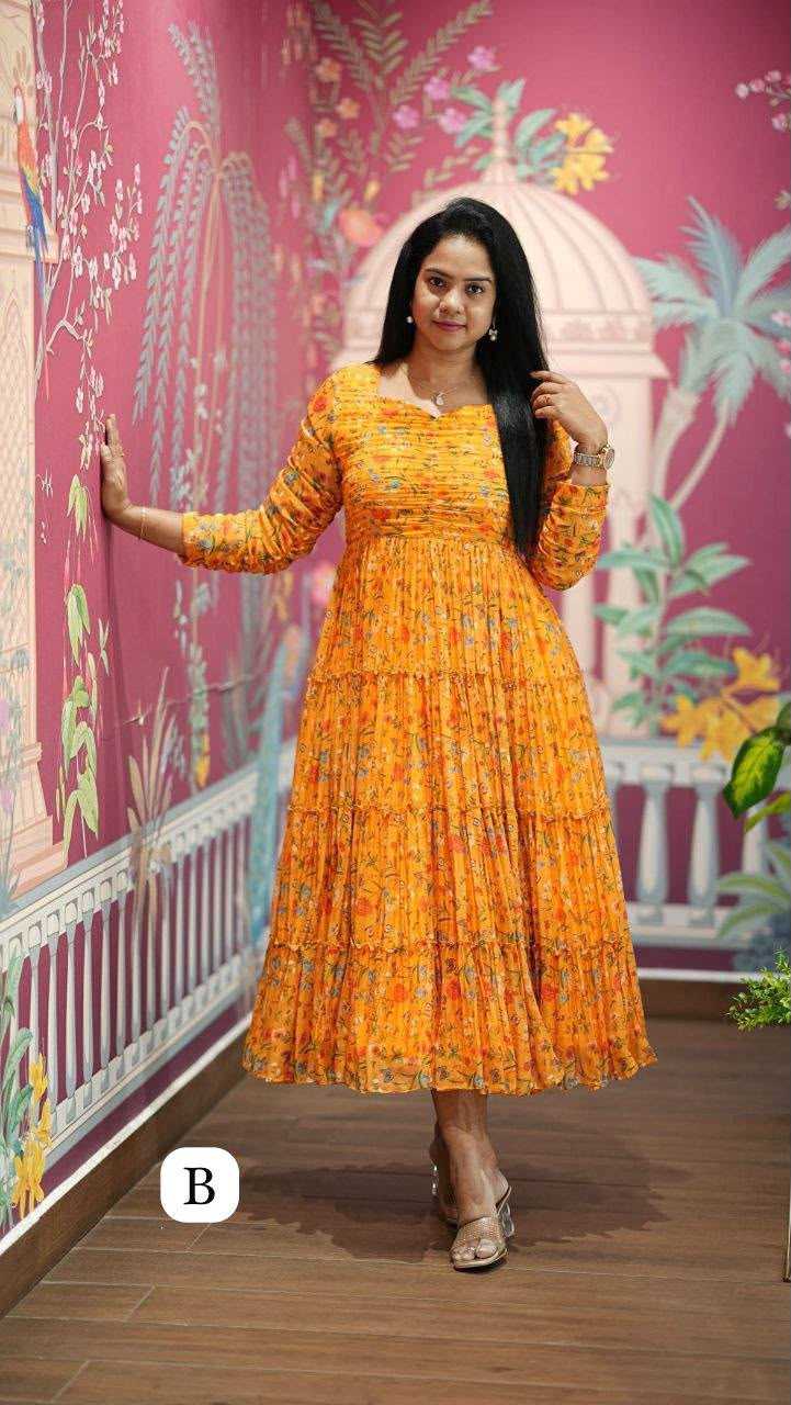 YNF Wholesale Chinon Silk Party Wear Gowns KESH210 Neck | Surat Manufacturer