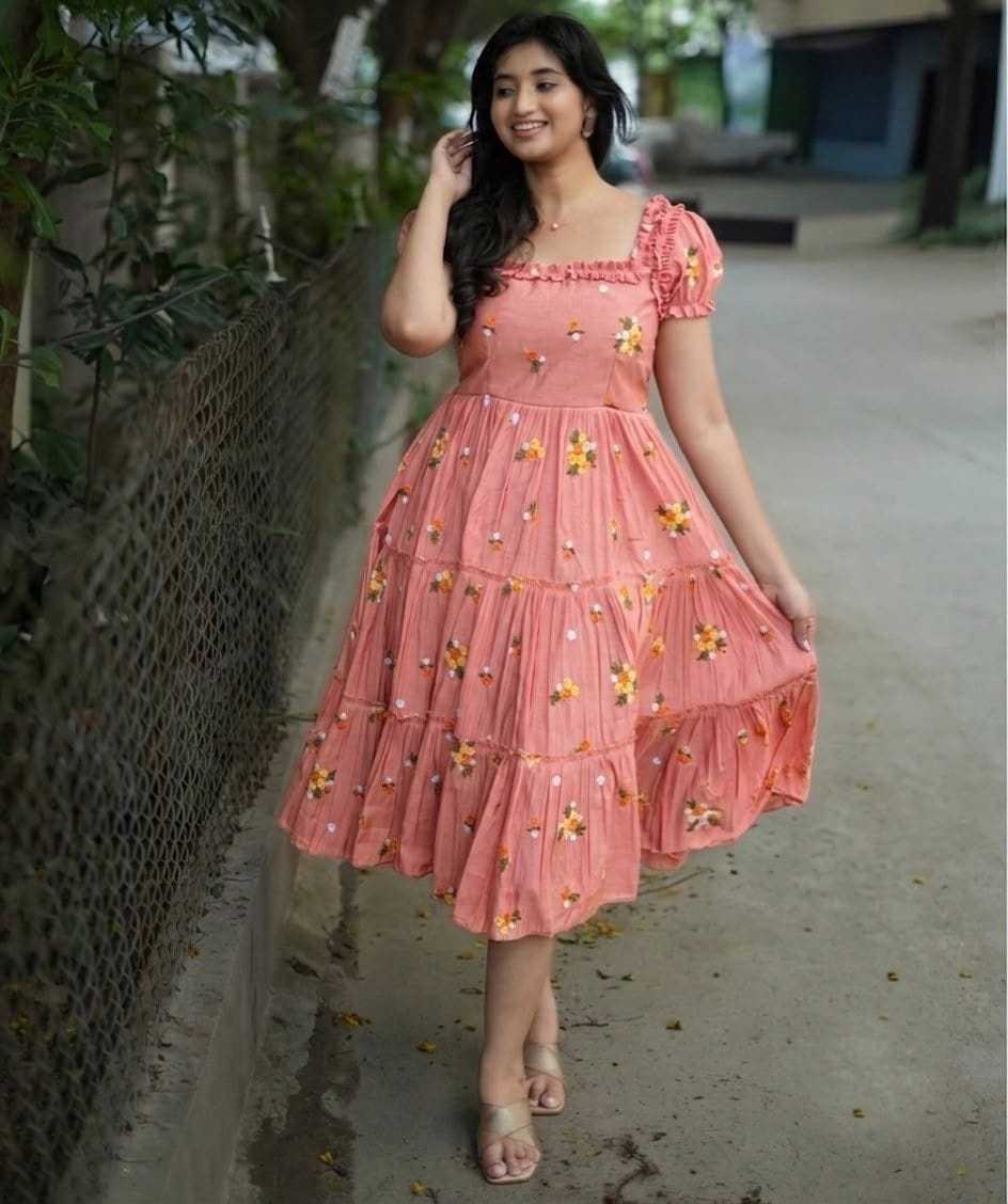 YNF Wholesale Chanderi Cotton Maxi Dresses KESH210 Onion Pink | Surat Manufacturer