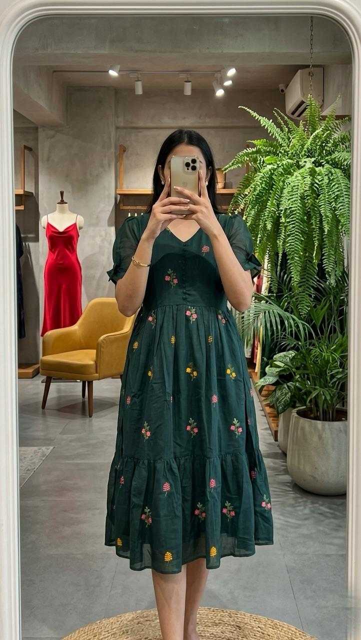YNF Wholesale Chanderi Cotton Embroidery Gowns  | Surat Manufacturer
