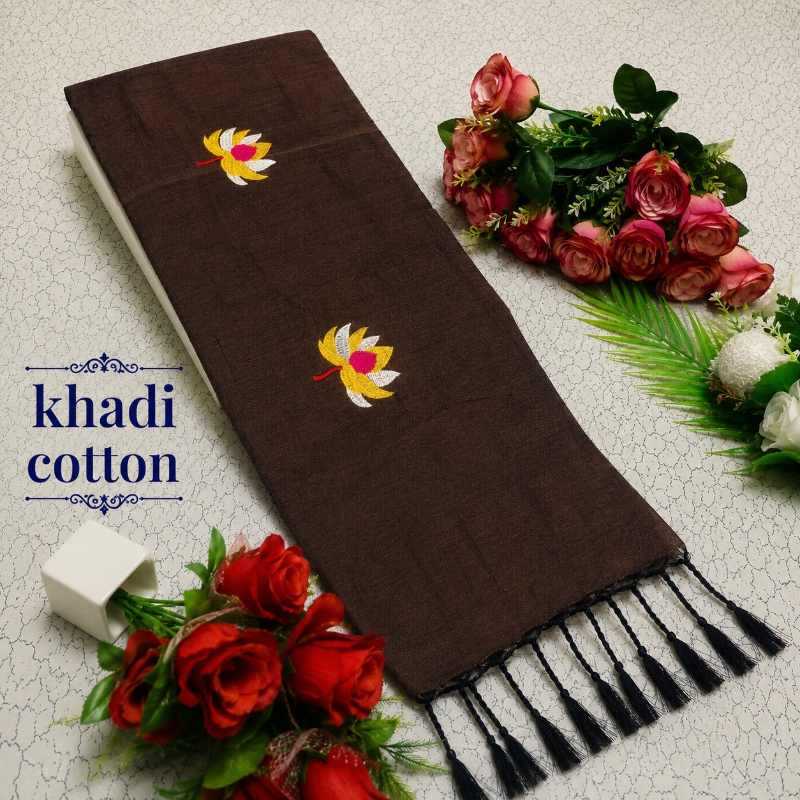 YNF Wholesale Khadi Cotton Embroidered Sarees  | Surat Manufacturer