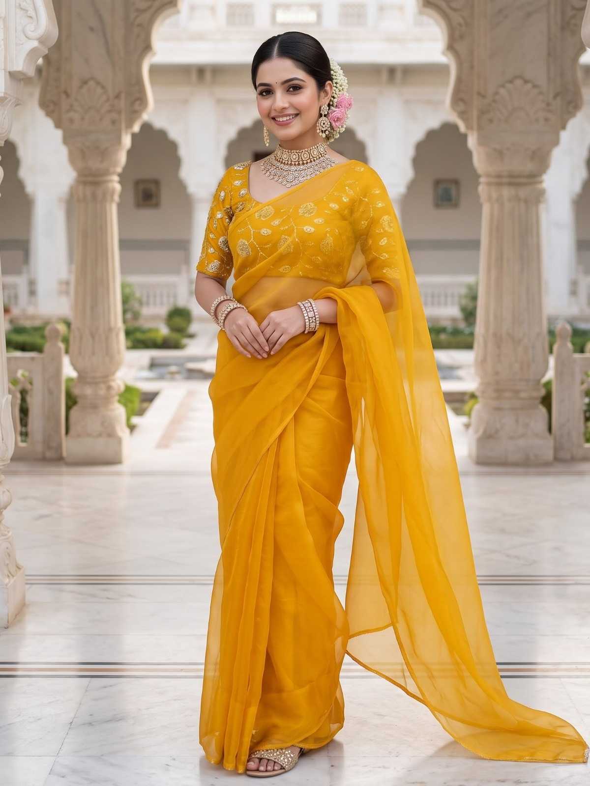 YNF Wholesale Satin Silk Embroidered Sarees  | Surat Manufacturer
