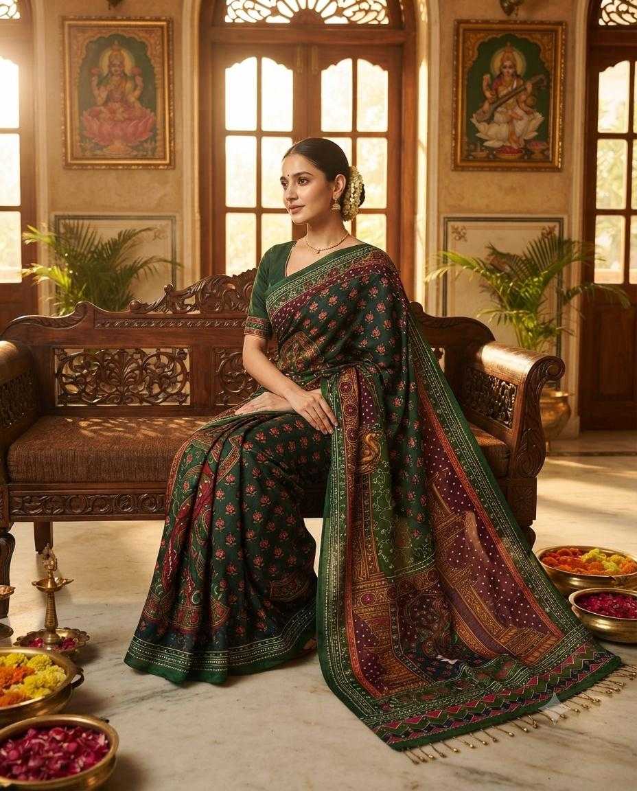 YNF Wholesale Japan Sartin Printed Sarees KESH419 Aakriti | Surat Manufacturer