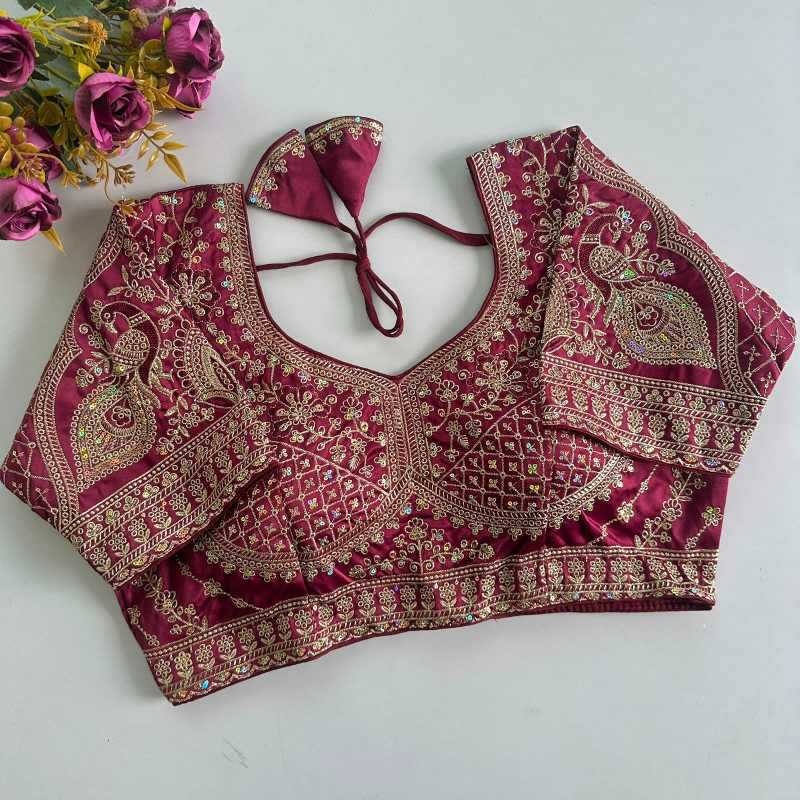YNF Wholesale Heavy Silk Sequence Embroidery Blouse  | Surat Manufacturer