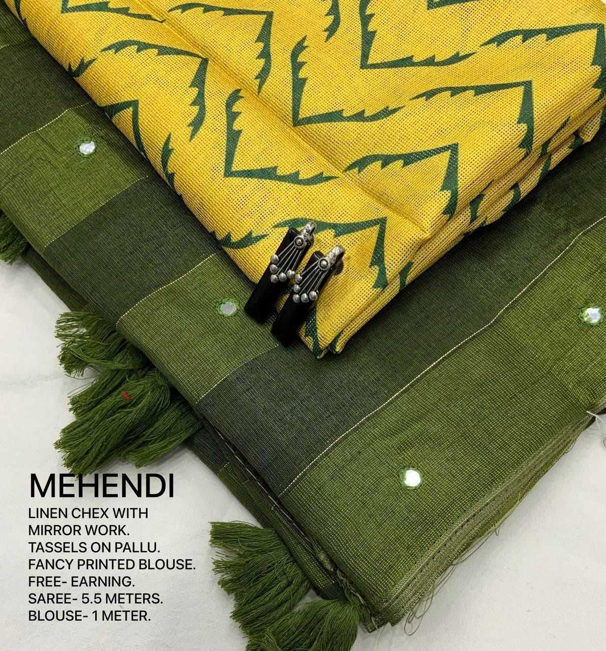 YNF Wholesale Linen Printed Sarees  | Surat Manufacturer