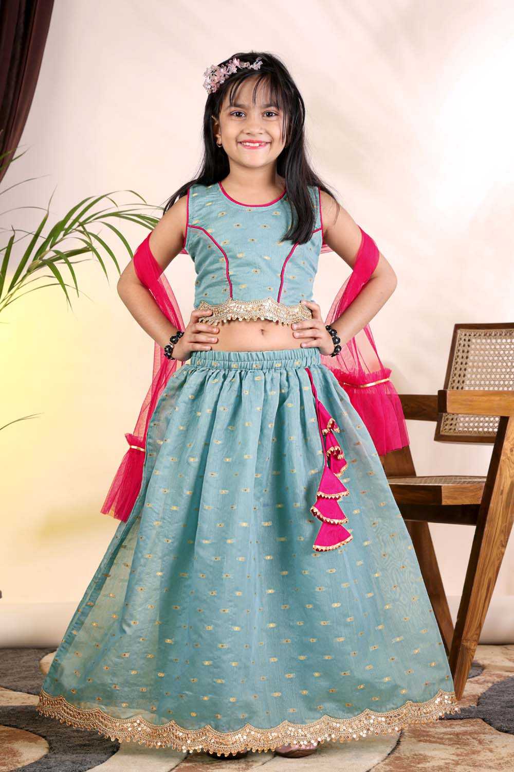 YNF Wholesale Chanderi Silk Kids Lehenga  | Surat Manufacturer