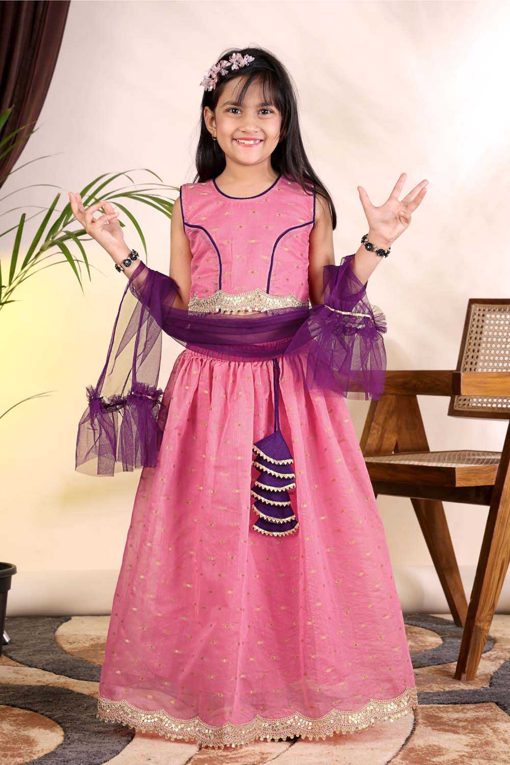 YNF Wholesale Chanderi Silk Kids Lehenga  | Surat Manufacturer