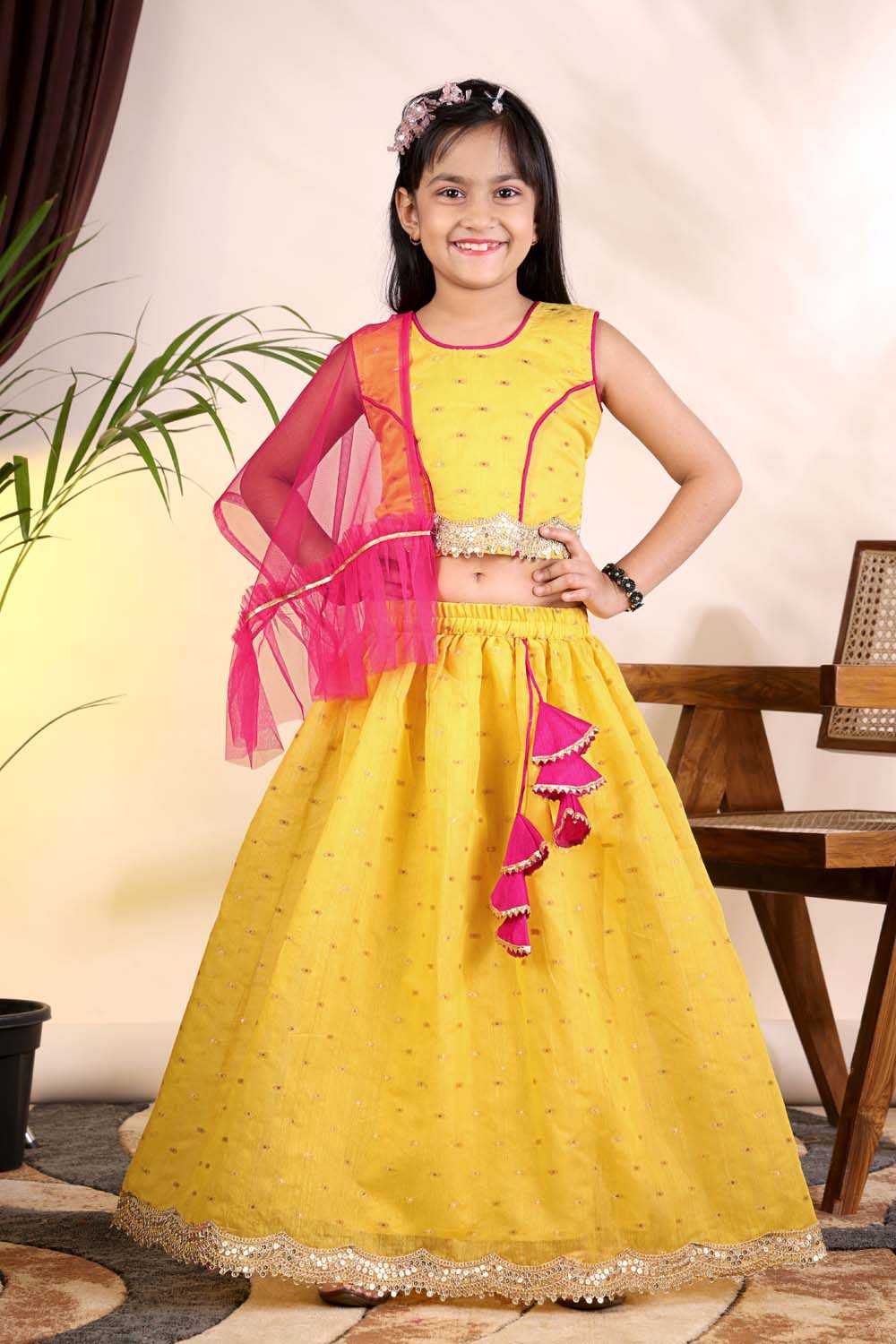 YNF Wholesale Chanderi Silk Kids Lehenga  | Surat Manufacturer