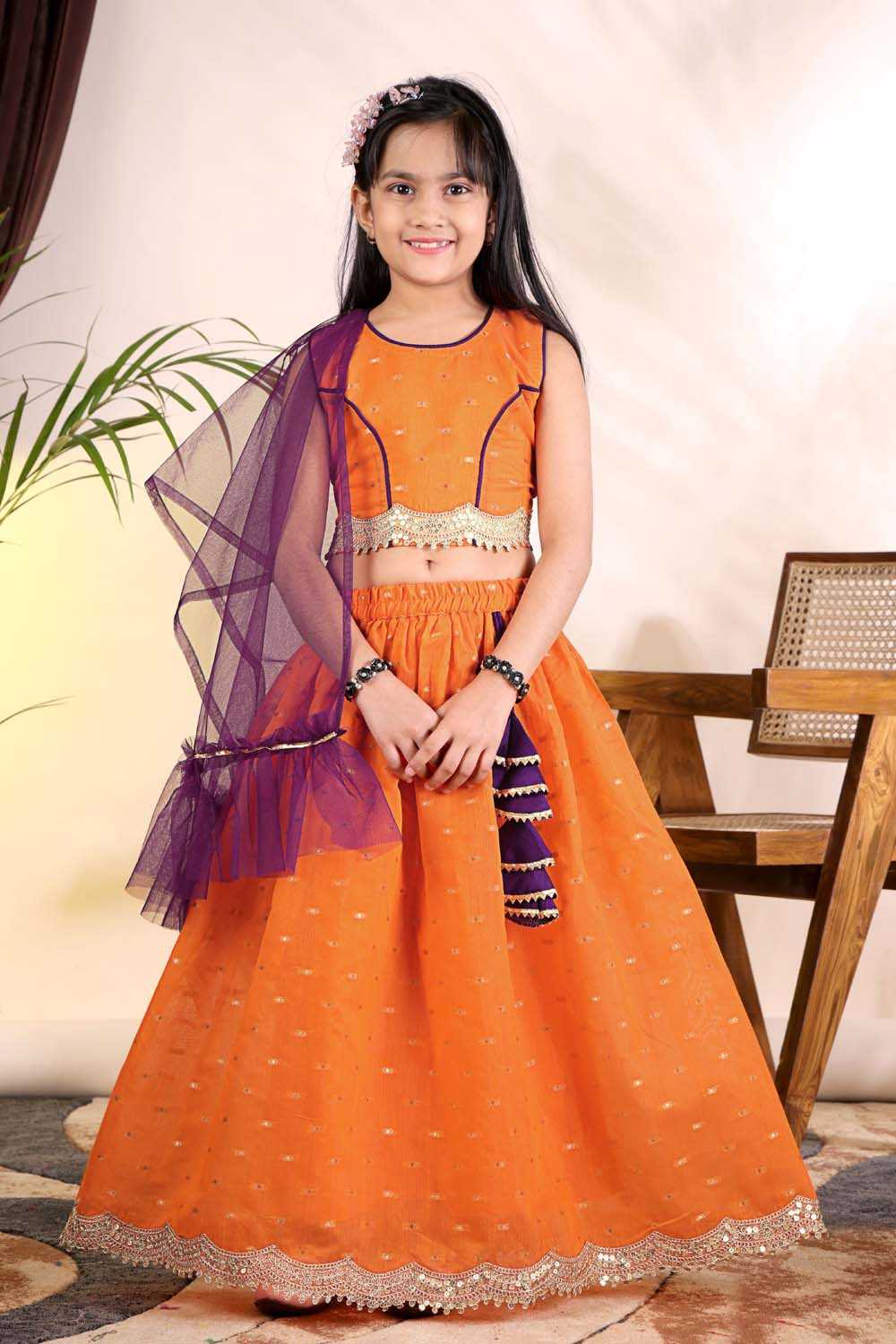 YNF Wholesale Chanderi Silk Kids Lehenga  | Surat Manufacturer