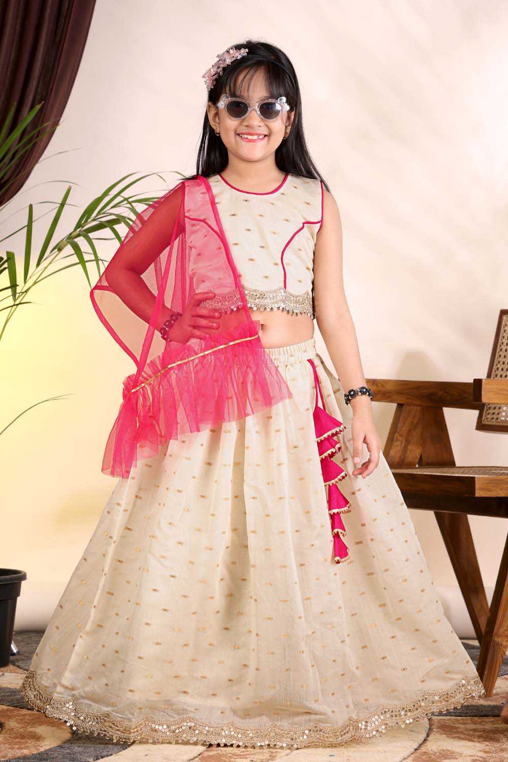 YNF Wholesale Chanderi Silk Kids Lehenga  | Surat Manufacturer