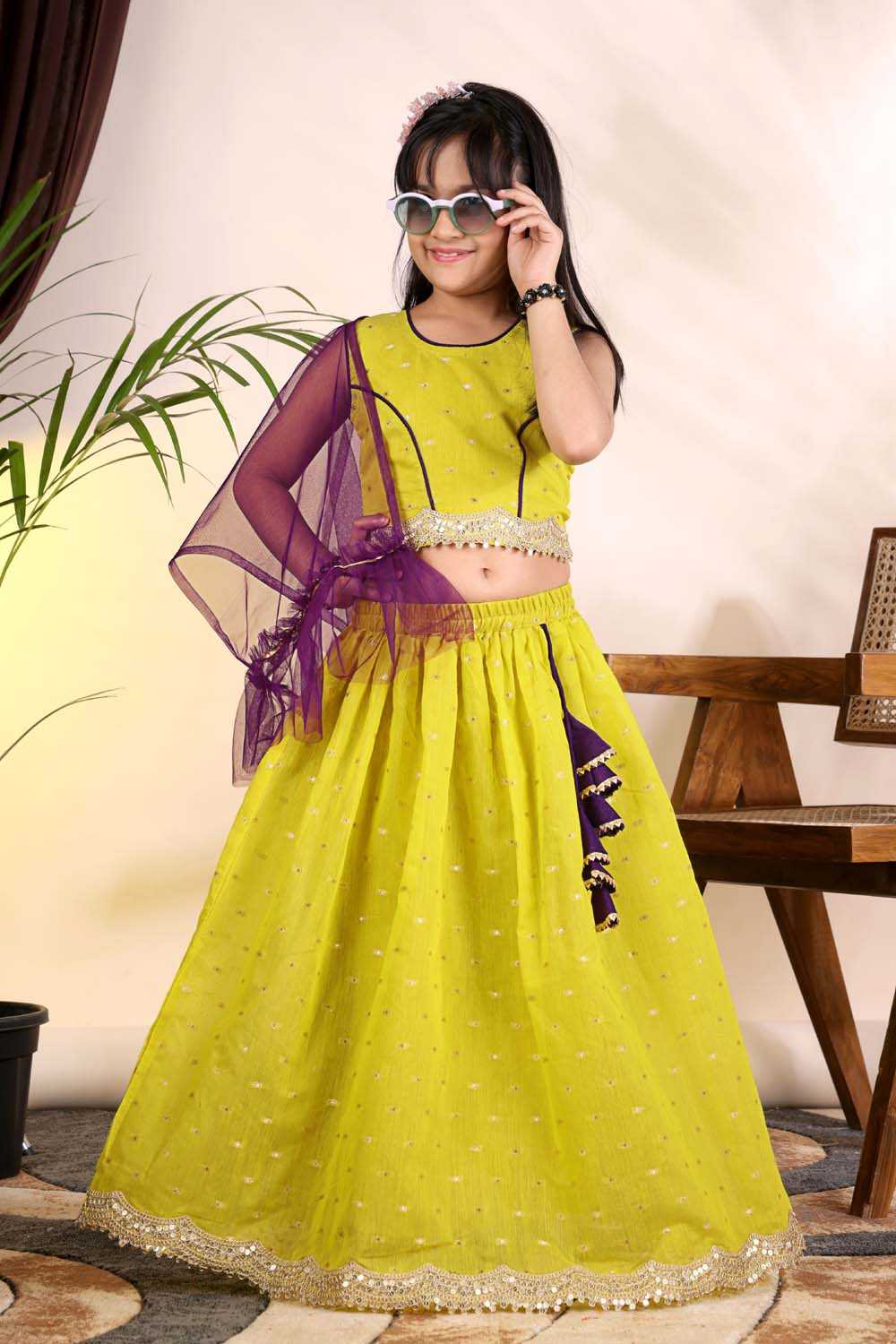YNF Wholesale Chanderi Silk Kids Lehenga  | Surat Manufacturer