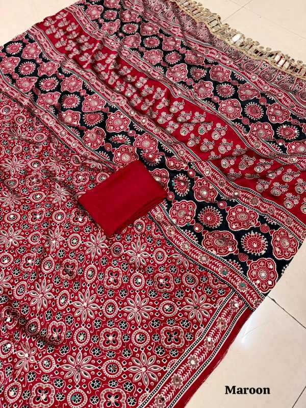YNF Wholesale Japan Sartin Ajrakh Sarees KESH485 Arj | Surat Manufacturer