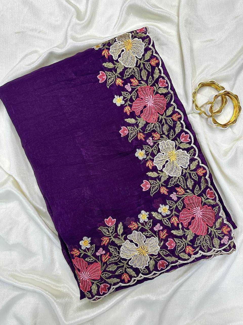 YNF Wholesale Crunchi Embroidered Sarees  | Surat Manufacturer