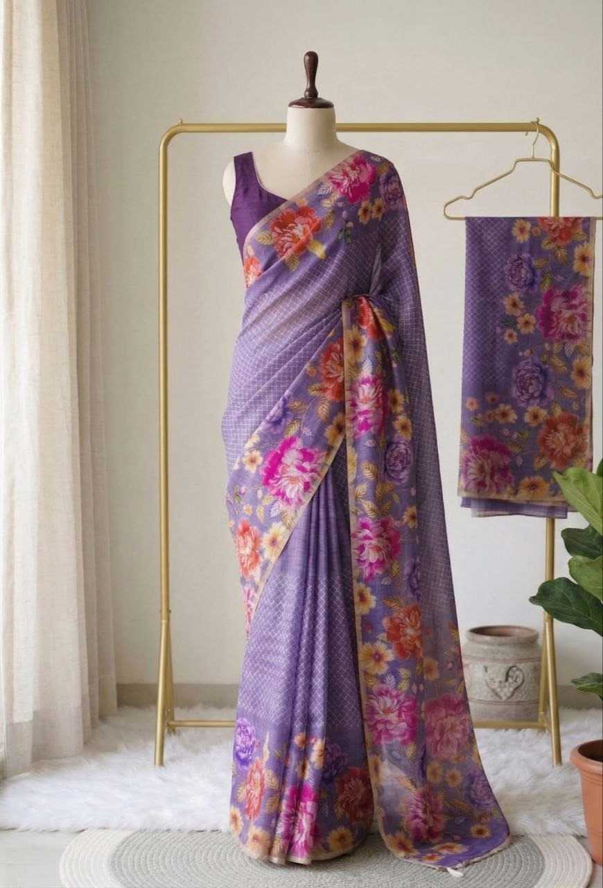 YNF Wholesale Linen Printed Sarees  | Surat Manufacturer