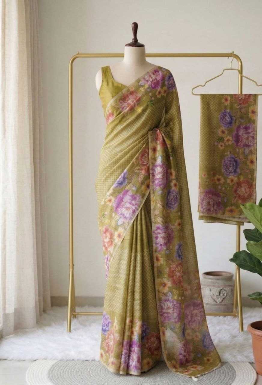 YNF Wholesale Linen Printed Sarees  | Surat Manufacturer