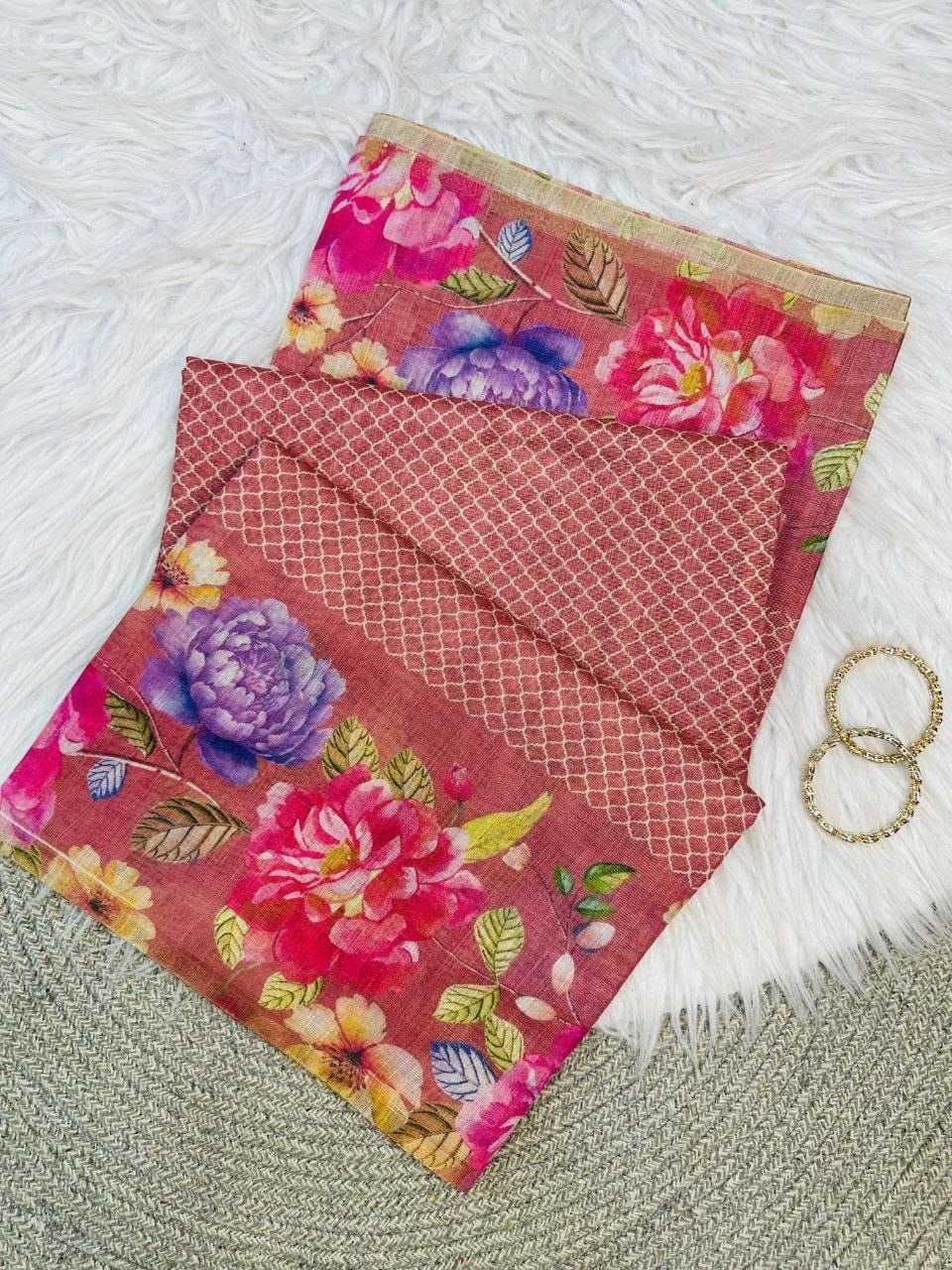 YNF Wholesale Linen Printed Sarees  | Surat Manufacturer