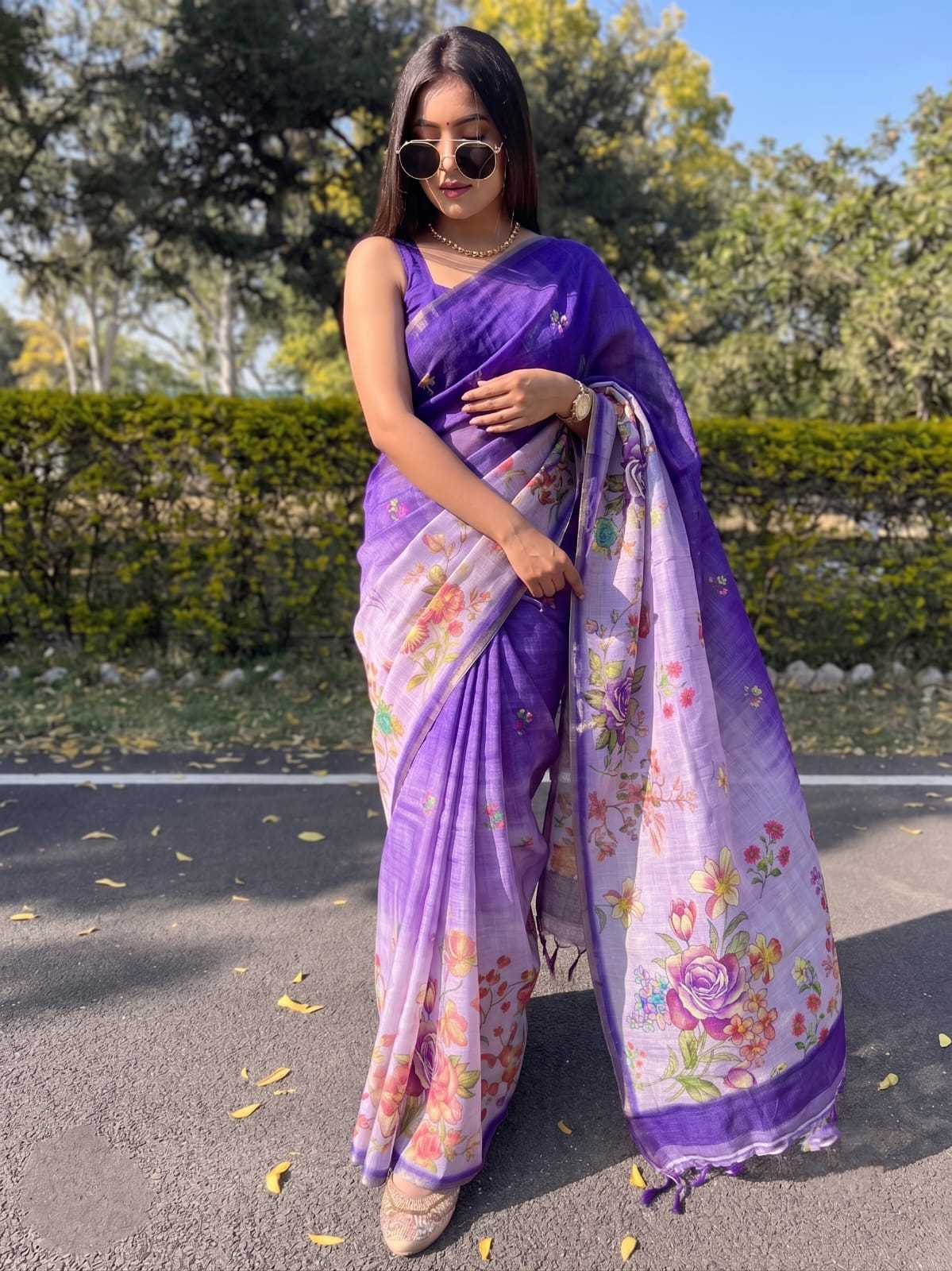 YNF Wholesale Linen Printed Sarees  | Surat Manufacturer