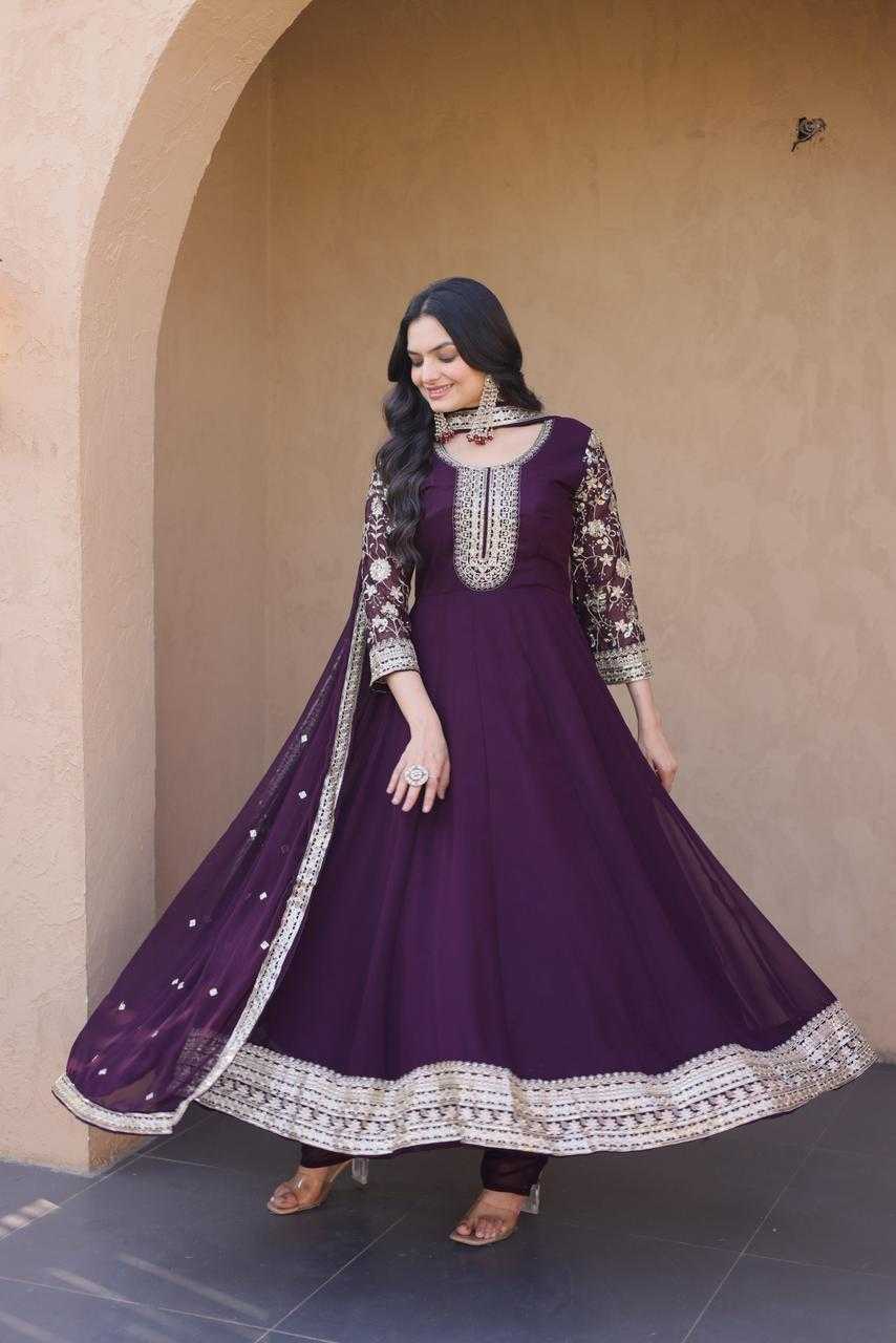 YNF Wholesale Faux Blooming Embroidery Gowns  | Surat Manufacturer