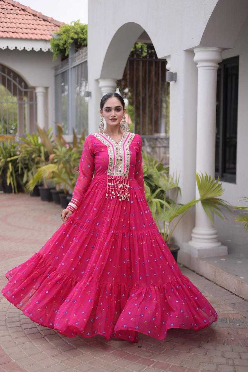 YNF Wholesale Faux Georgette Printed Gowns  | Surat Manufacturer