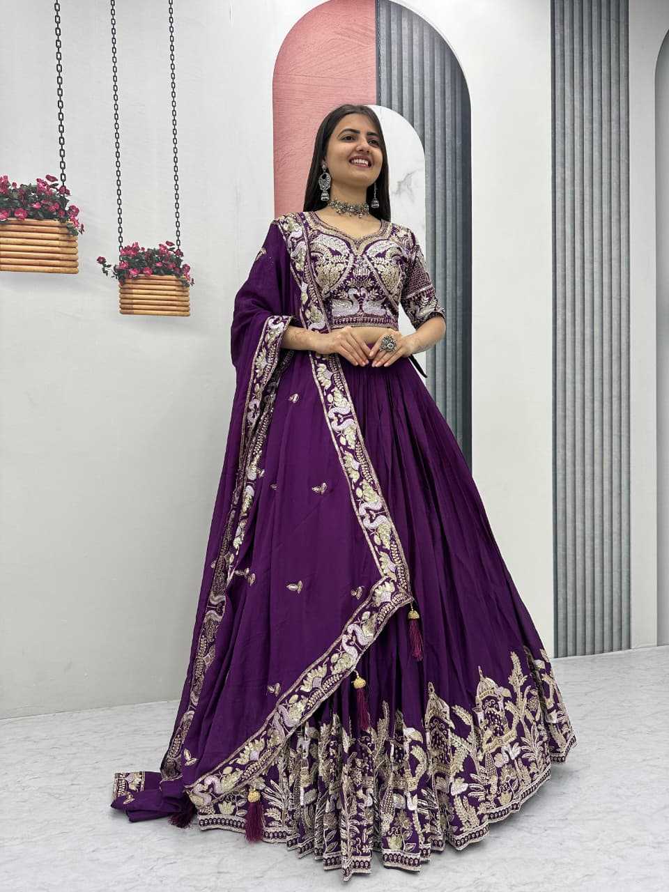 YNF Wholesale Chinon Embroidered Lehenga  | Surat Manufacturer