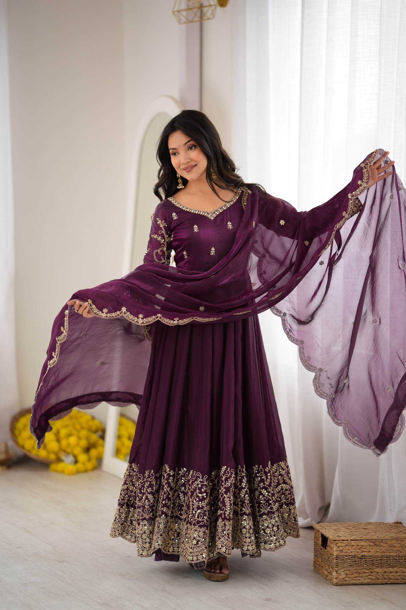 YNF Wholesale Silk Embroidery Gowns KESH499 3185 | Surat Manufacturer
