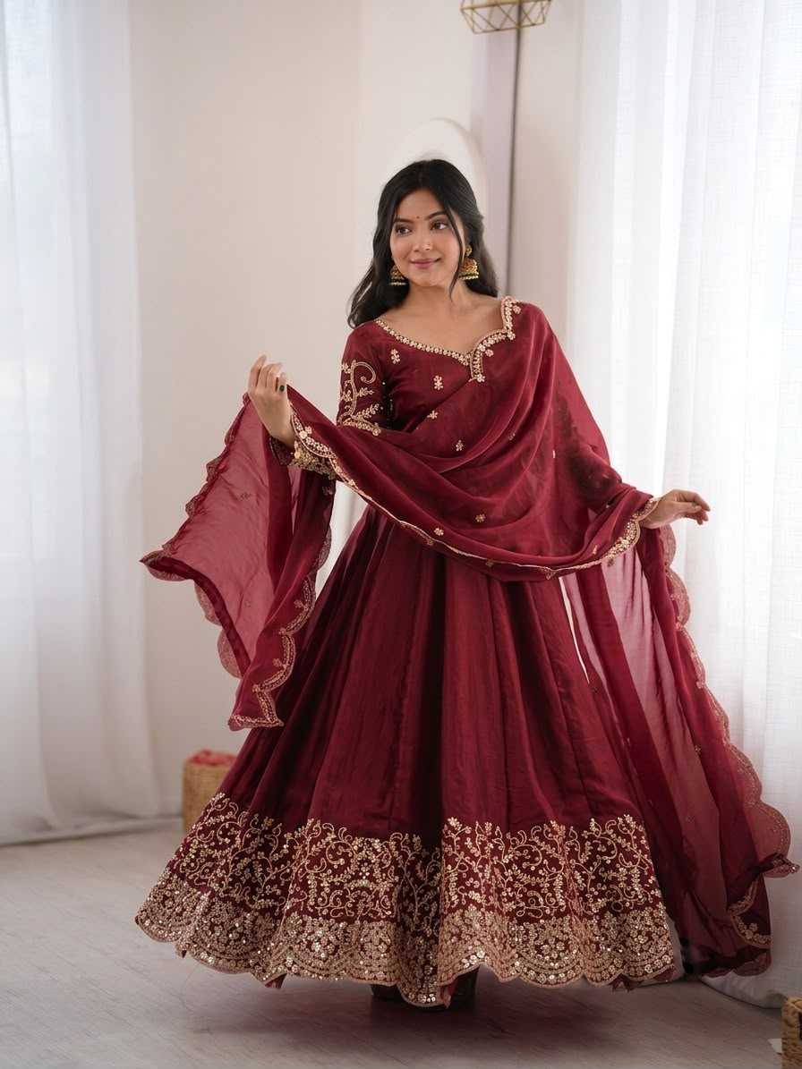 YNF Wholesale Silk Embroidery Gowns KESH499 3185 | Surat Manufacturer