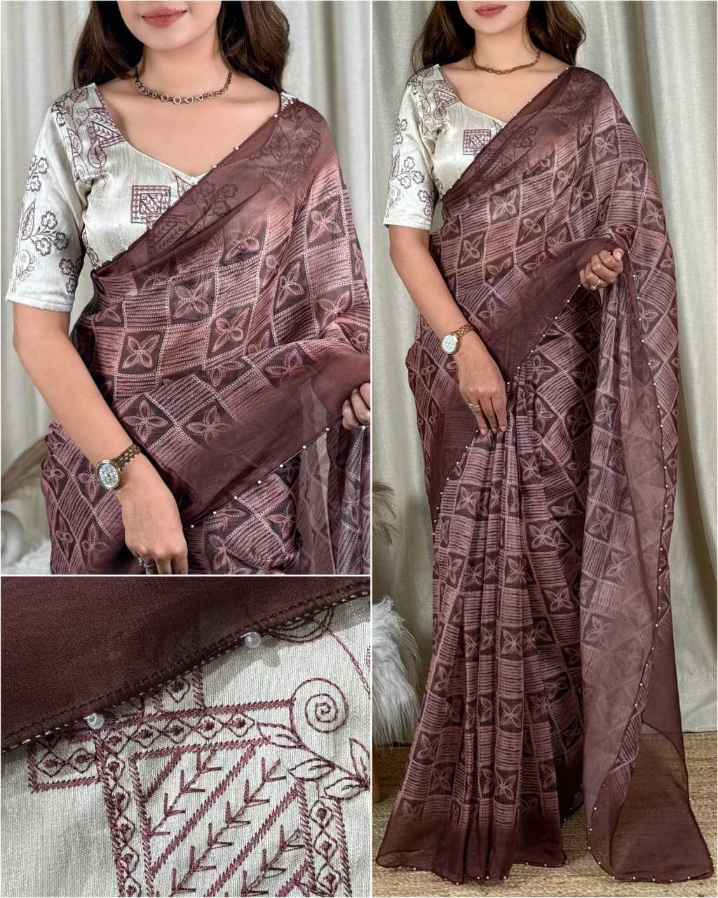 YNF Wholesale Organza Printed Sarees KESH501 Mansi | Surat Manufacturer