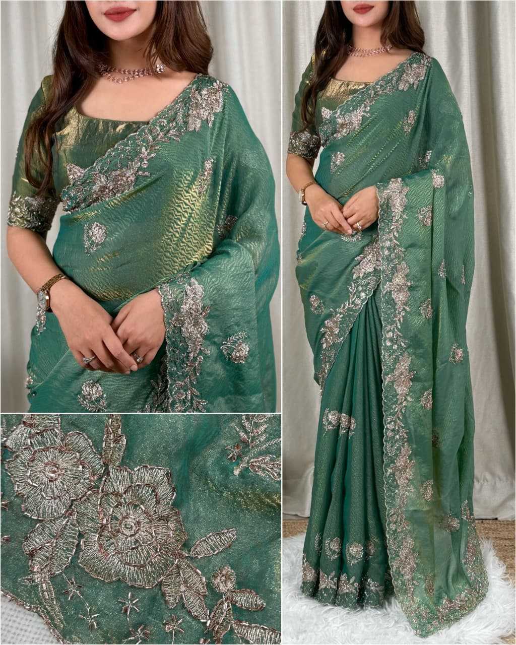 YNF Wholesale Satin Embroidered Sarees KESH501 Ranisha | Surat Manufacturer
