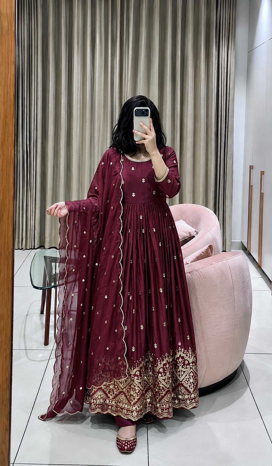 YNF Wholesale Chinon Silk Embroidery Gowns  | Surat Manufacturer