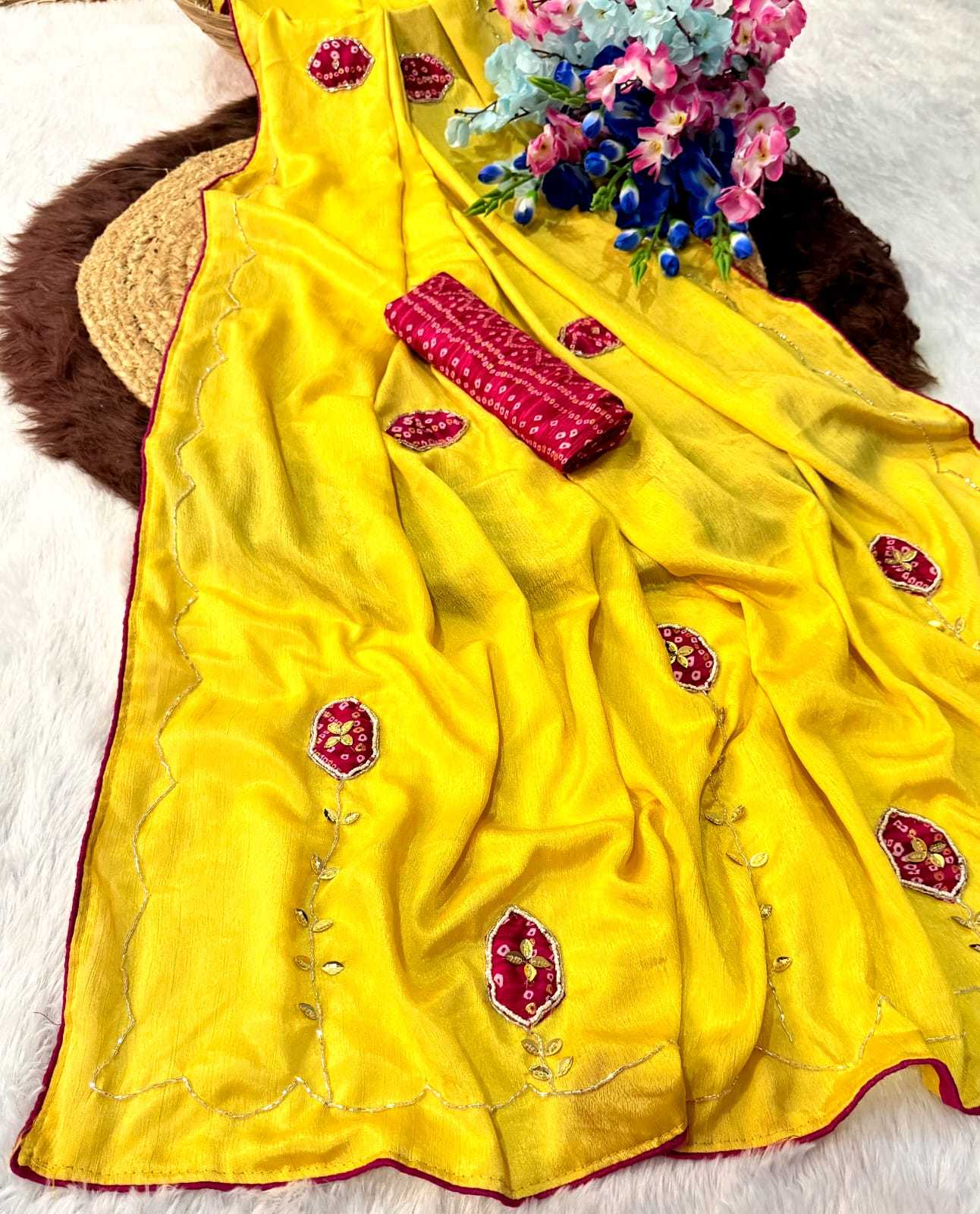 YNF Wholesale Chinon Printed Silk Saree  | Surat Manufacturer