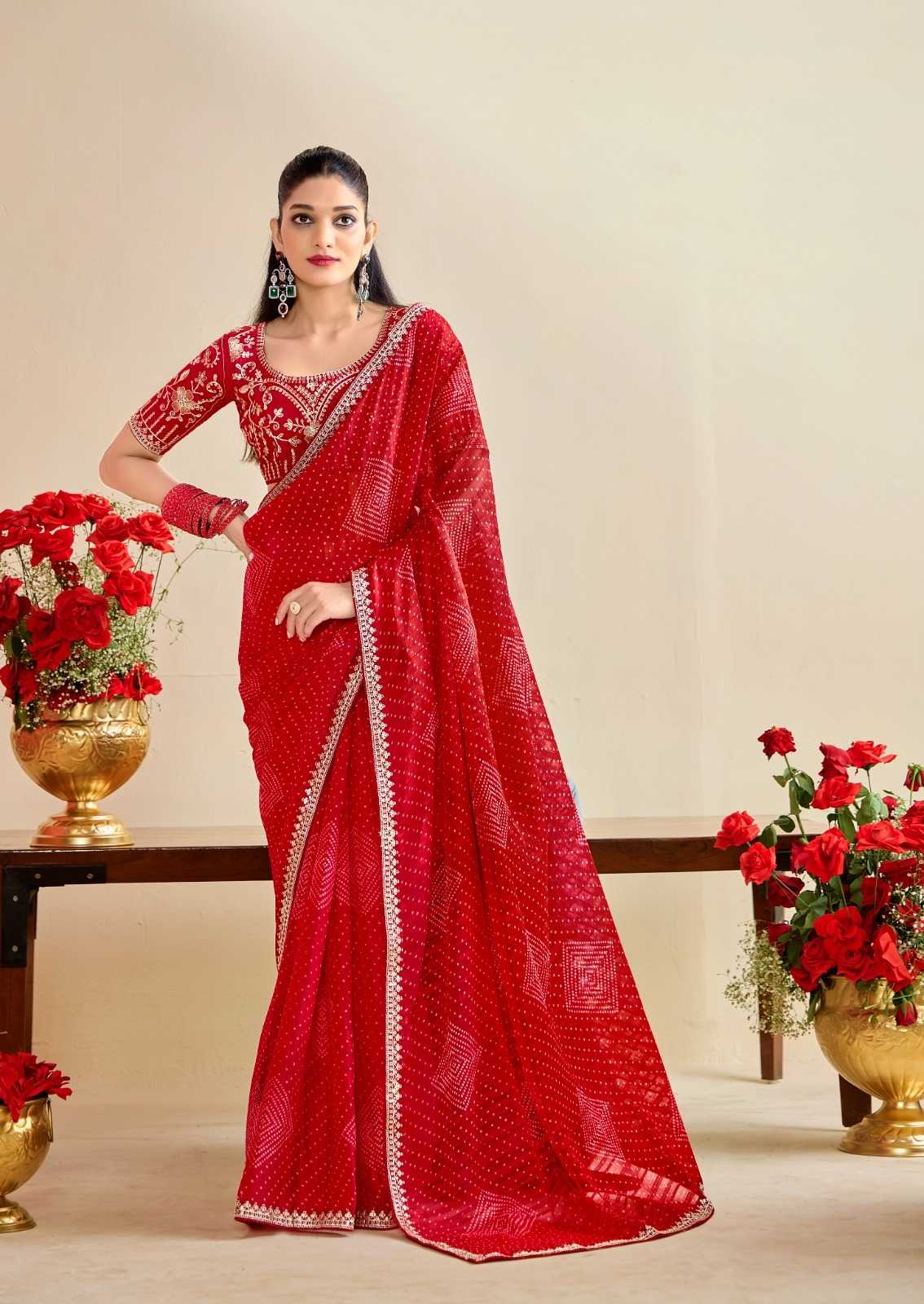 YNF Wholesale Georgette Printed Sarees KESH514 BANDHANIYA | Surat Manufacturer
