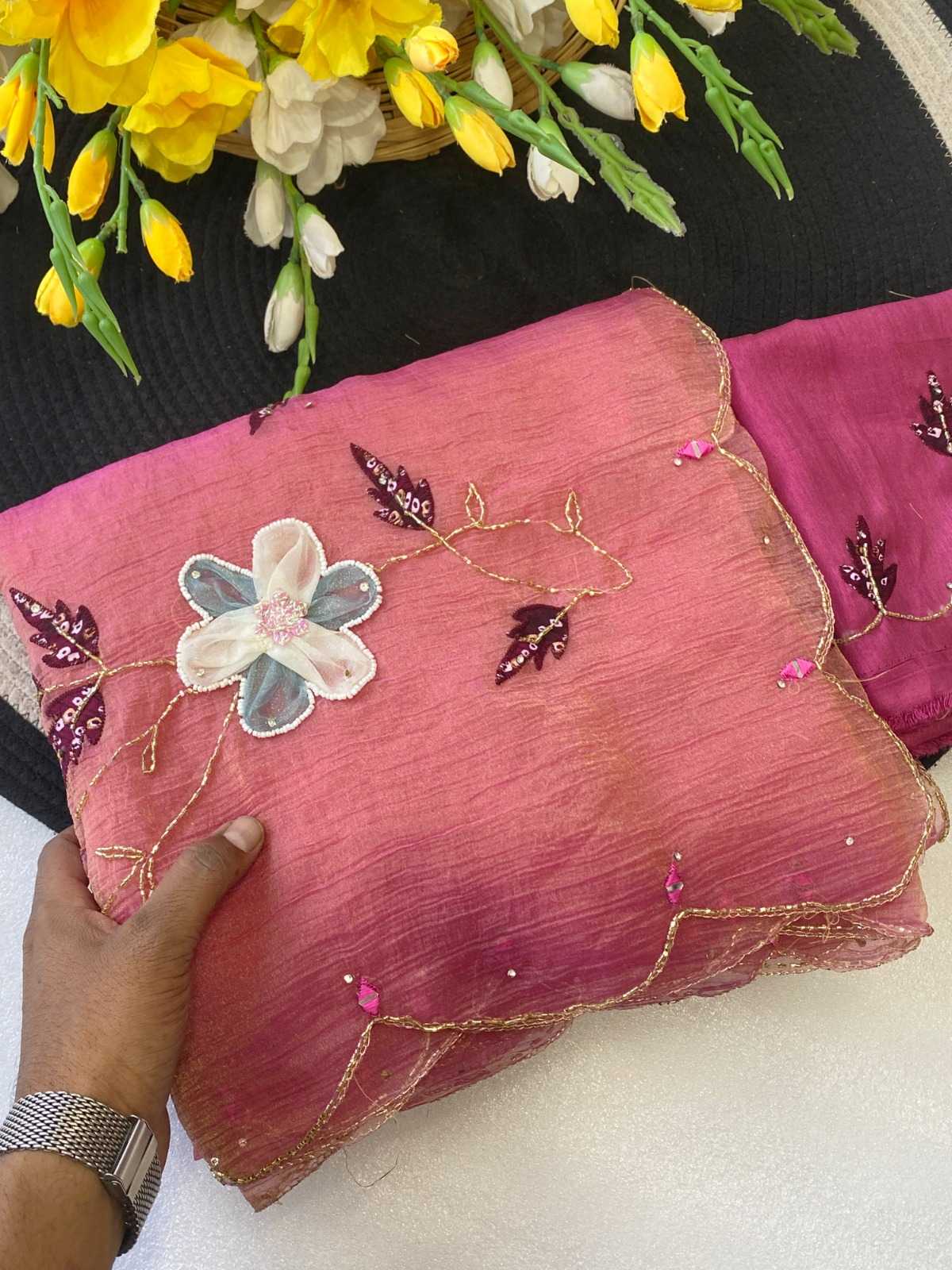 YNF Wholesale Soft Gold Crush Designer Sarees  | Surat Manufacturer