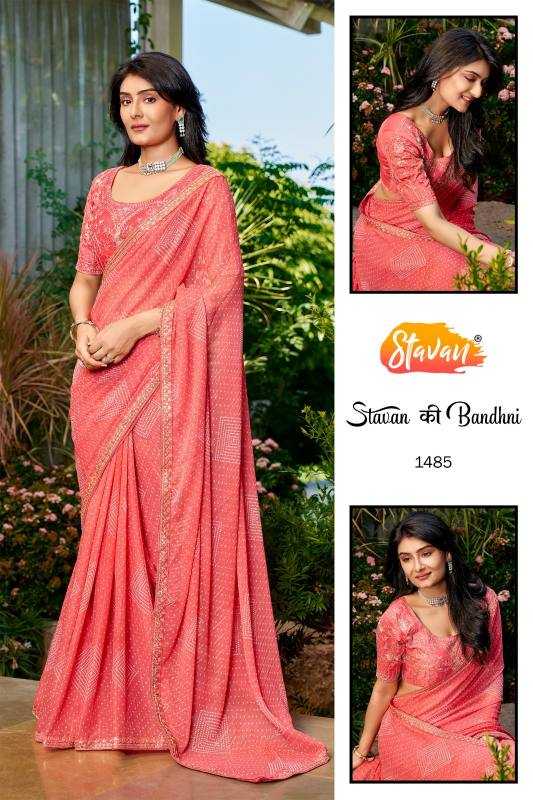 YNF Wholesale Georgette Printed Sarees KESH514 Stavan Ki Bandhani | Surat Manufacturer