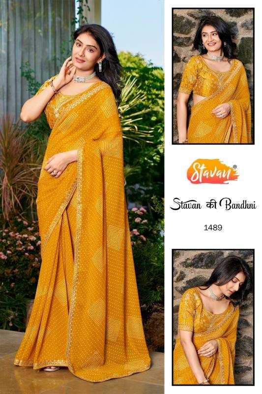 YNF Wholesale Georgette Printed Sarees KESH514 Stavan Ki Bandhani | Surat Manufacturer