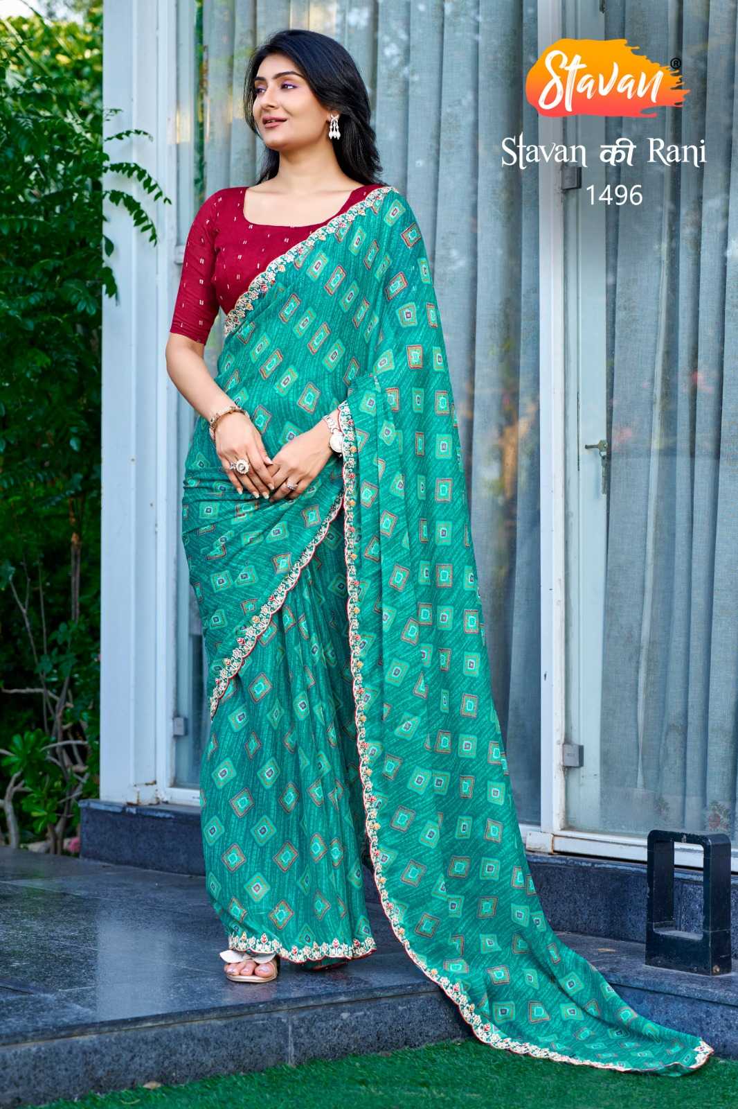 YNF Wholesale Chiffon Printed Sarees KESH514 STAVAN KI RANI | Surat Manufacturer
