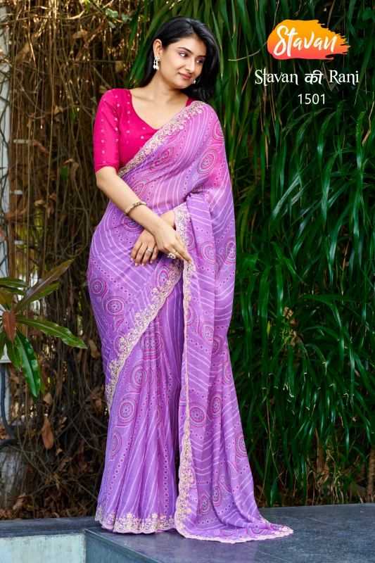YNF Wholesale Chiffon Printed Sarees KESH514 STAVAN KI RANI | Surat Manufacturer