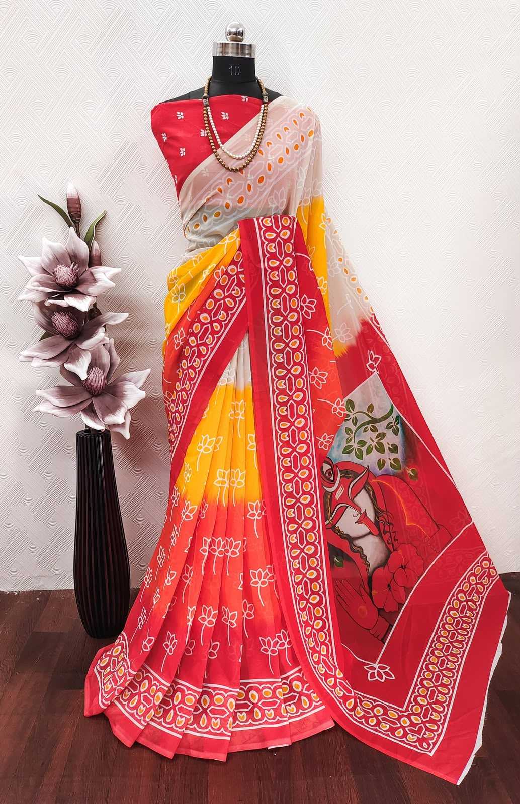 YNF Wholesale Georgette Printed Sarees KESH518 VK4411 | Surat Manufacturer