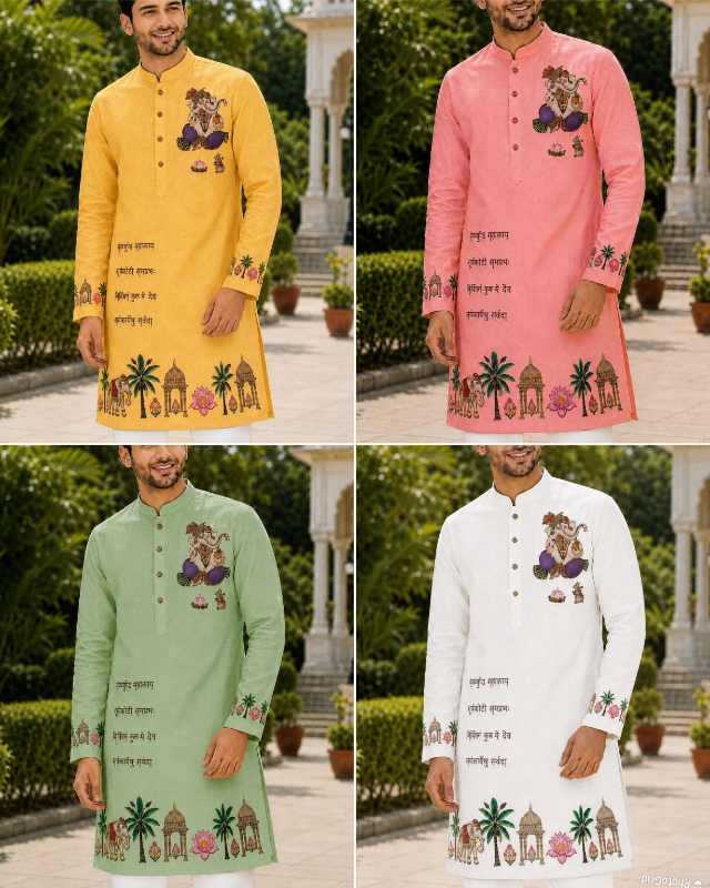 YNF Wholesale Cotton Mens Kurtas KESH521 Ganpati | Surat Manufacturer