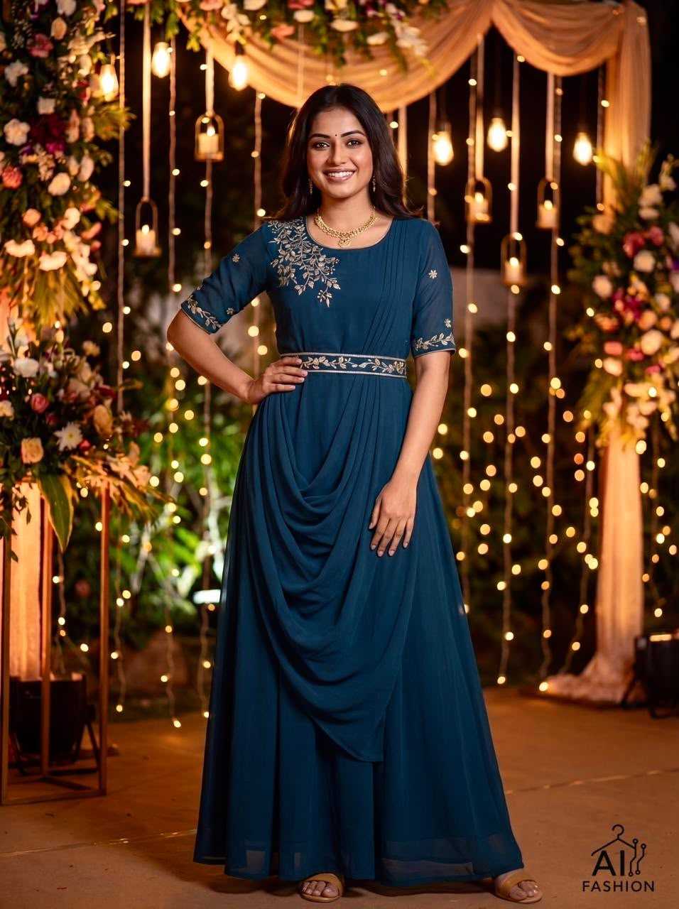 YNF Wholesale Georgette Embroidery Gowns KESH521 Nayra | Surat Manufacturer