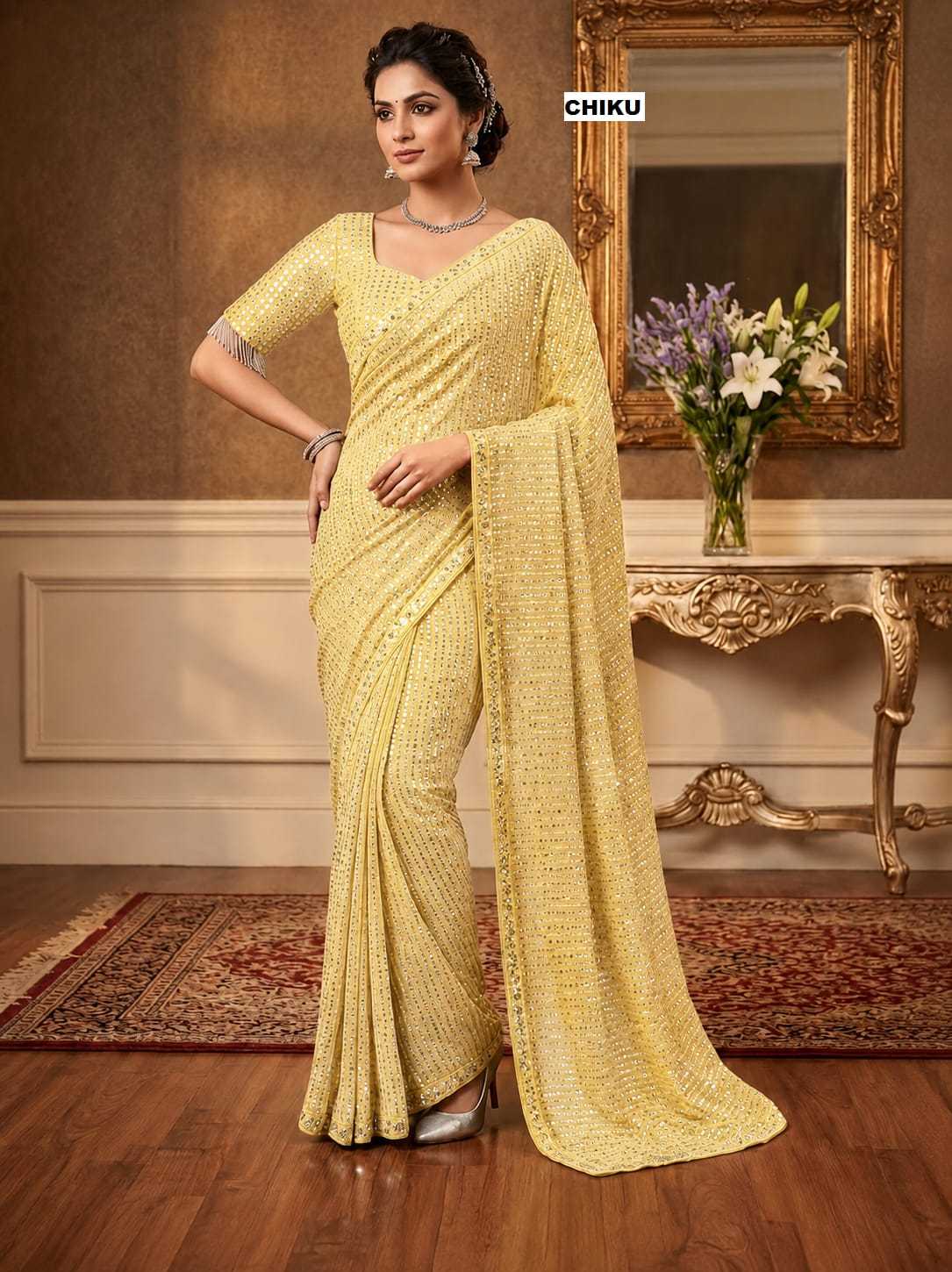YNF Wholesale Faux Georgette Georgette Sarees  | Surat Manufacturer