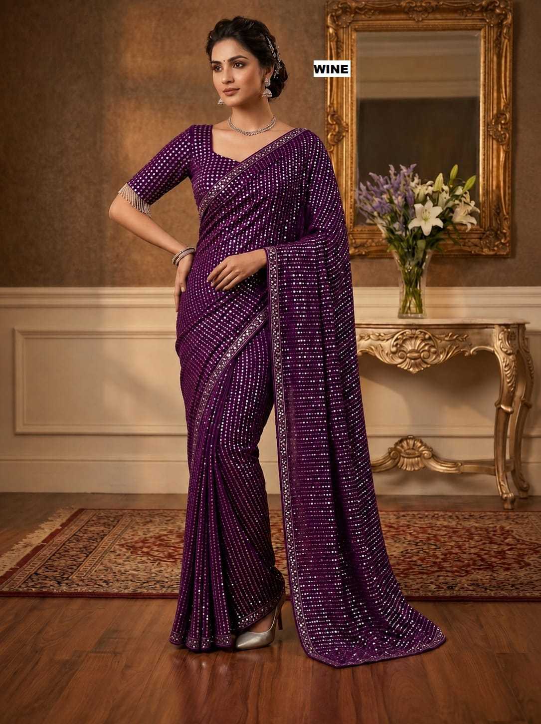 YNF Wholesale Faux Georgette Georgette Sarees  | Surat Manufacturer