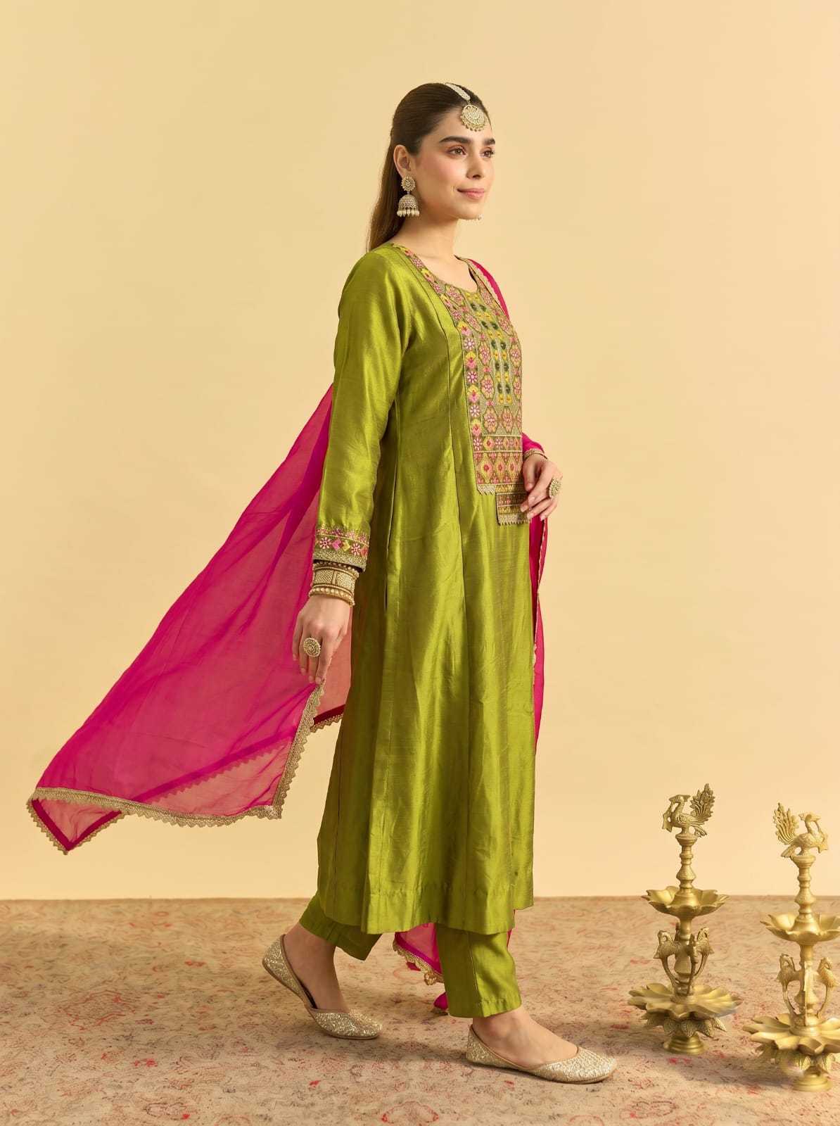 YNF Wholesale Vichitra Silk Designer Kurtis KESH529 AMORINA | Surat Manufacturer