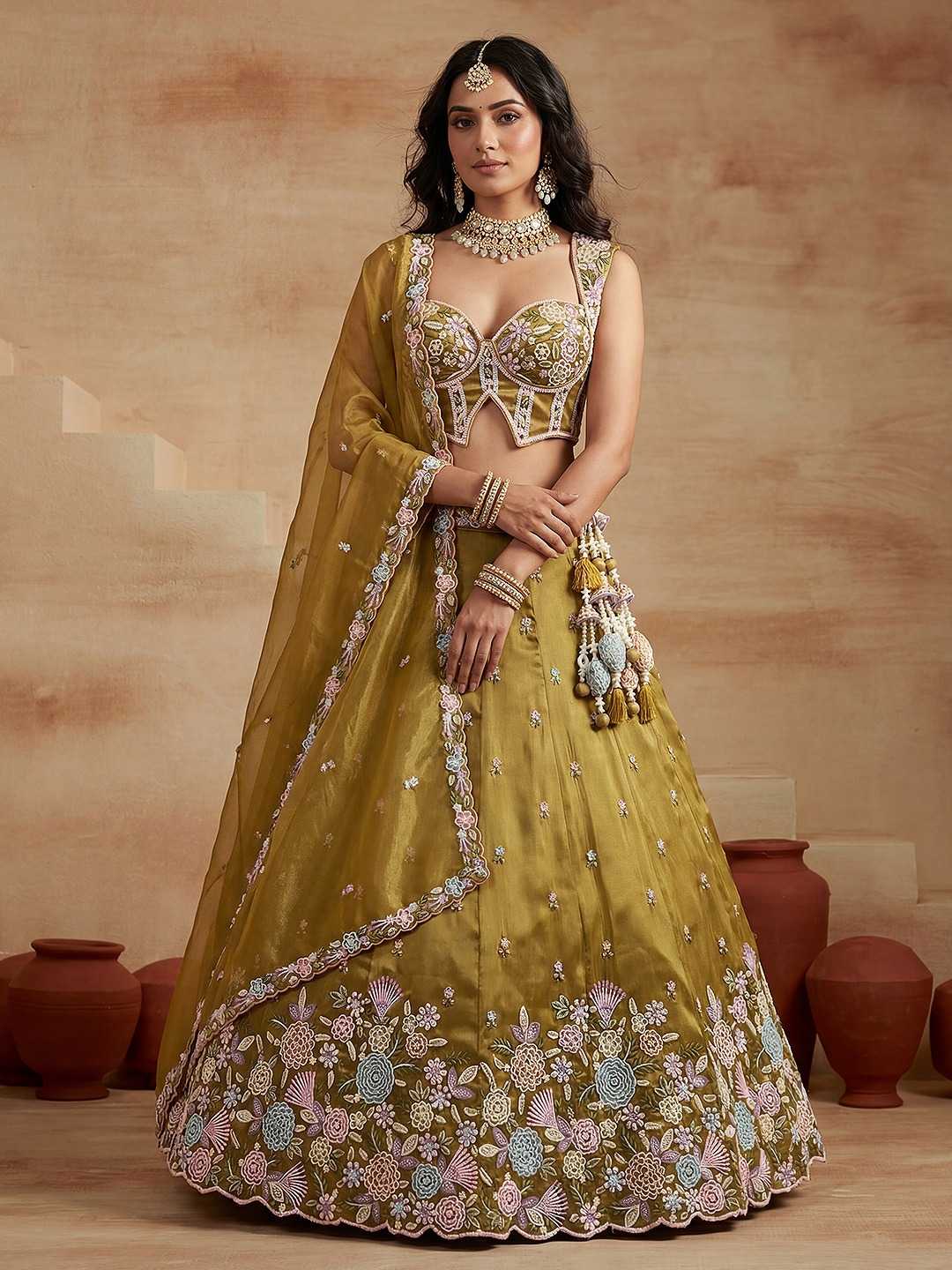 YNF Wholesale Tissue Embroidered Lehenga  | Surat Manufacturer