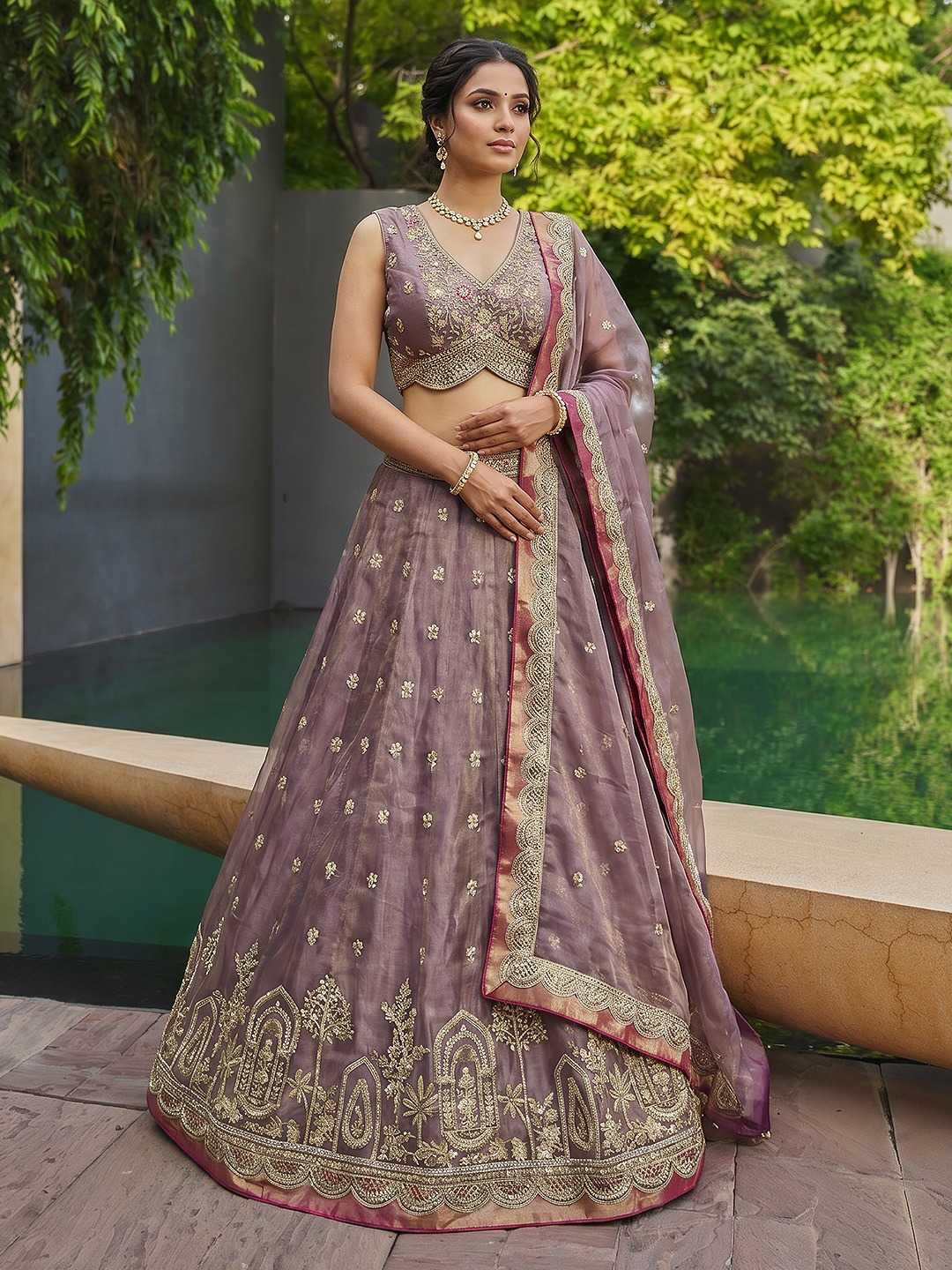 YNF Wholesale Tissue Embroidered Lehenga  | Surat Manufacturer