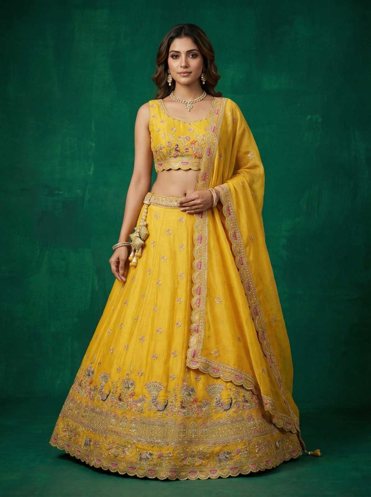 YNF Wholesale Tissue Embroidered Lehenga  | Surat Manufacturer